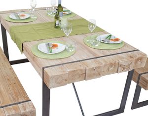 Jídelní stůl HWC-A15, jídelní stůl, jedlové dřevo rustikální masiv s certifikátem MVG  přírodní barva 80x180x90cm