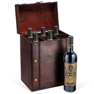 Wein Geschenk: 6er-Set RETRO in Antik-Style Holzkiste - Rotwein, Cabernet Sauvignon, trocken (6 x 0,75 l)