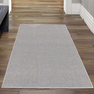 Flachgewebe-Teppich im schlichten einfarbigen Design in grau Größe - 80 x 150 cm