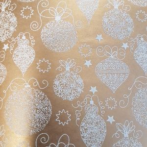 Geschenkpapier Weihnachtskugeln 3D Motiv 70cm x 2m Rolle gold / weiß