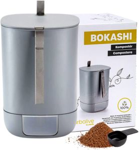 Plastia Bokashi Eimer Starterset 10,6 L - Design Küchenkomposter aus Kunststoff, Komposteimer wandelt Küchenabfälle in Dünger um