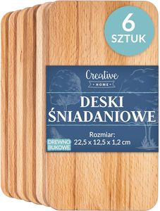 Creative Home 6x prostokątna deska do krojenia | 22,5x12,5x1,2 cm | naturalne drewno olejowane | do serwowania serów, wędlin, przekąsek