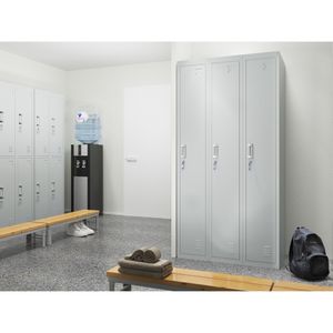 Livinity® Schließfachschrank  , 90 x 180 cm 3 Fächer, Grau