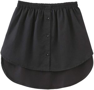 ASKSA Damen Mini Hemdverlängerungen Fake Top Lower Sweep mit Elastischem Taillenband, Schwarz, L