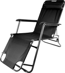 Aga Sonnenliege mit Fußteil DS713 Schwarz, leicht & klappbar, Stahl - pulverbeschichtet, UV-beständig, Liegestuhl, Gartenstühle, Gartenliege, Relaxsessel mit Kopfpolster, Camping Garten Balkon