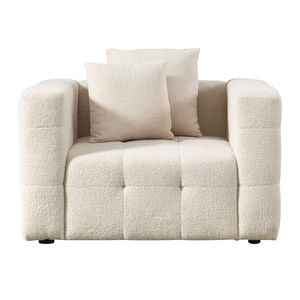 Home Deluxe - Teddy Sessel COMO - Beige - Material: Boucle Stoff I Sofa Couch Wohnzimmersofa Schlafsofa Sitzmöbel Lounge Teddy Sessel