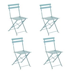 NATERIAL - 4er Set Gartenstühle FLORA - Klappstühle - Gartenstühle Klappbar - Terrassenstühle - Essstühle -Stahl - Blau