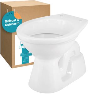Calmwaters® Universal Stand WC mit senkrechtem Abgang, Tiefspüler Weiß, Toilette mit Spülrand, hochwertige Sanitärkeramik, Standard-Form, WC Bodenabfluss, 07AB2267