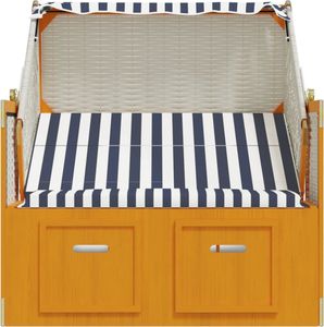 vidaXL Strandkorb mit Dach Poly Rattan & Massivholz Weiß & Blau