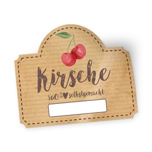 itenga 50 x Marmeladen Etikett Kirsche 4,5x3,8cm 100% selbstgemacht Sticker