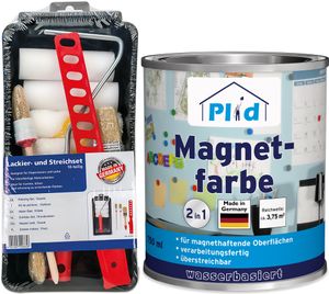plid Premium Magnetfarbe Magnet Magnetlack Magnetwand Set 0,75l - Anstreichset