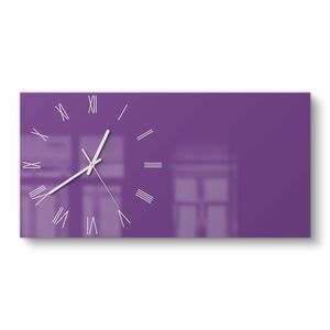 DEQORI Glasuhr 60x30 cm Römisch 'Violett' Wanduhr Glas Uhr Design leise Küchenuhr