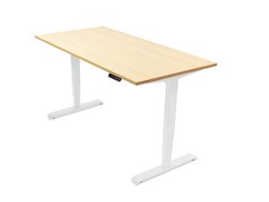 Ergotopia elektrisch höhenverstellbarer Schreibtisch / Ergonomischer Steh-Sitz Tisch mit Memory-Funktion (Ahorn, 120x80cm, Gestell Weiß)