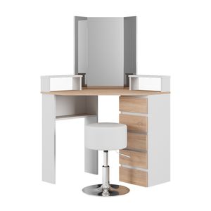 Vicco Eckschminktisch Tilda, 113.3 cm mit Hocker, Weiß/Sonoma/Sonoma