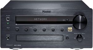 Magnat MC 200, schwarz - kompakter Stereo-Netzwerk-Receiver mit hochwertiger Aluminium-Front und zahlreichen Streaming-Funktionen