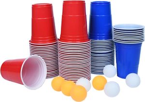 Pitná hra Beer Pong Cups Pitné hry Beer Pong Cups s 50 červenými pohármi + 50 modrými pohármi Party Cups Reusable Beer Pong Set CEEDIR