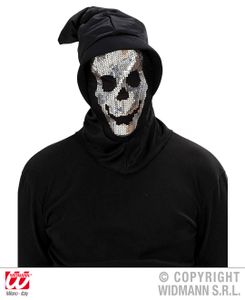 Halloween Kapuze mit Totenkopfmaske in Pailletten