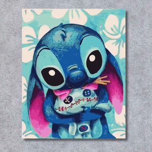 Malování podle čísel s rámem, Malování podle čísel pro dospělé a děti, "Disney Stitch", 40x50 cm