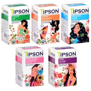 Tipson Bio-Beauty-Tee in Beuteln, Kräutertee-Set - 5 Geschmacksrichtungen