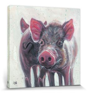Schweine Poster Leinwandbild Auf Keilrahmen - Heads Or Tails, Louise Brown (40 x 40 cm)