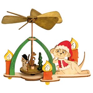 Drechslerei Kuhnert - Bastelset Weihnachtspyramide Wärmespiel Motiv Erdmännchen - Maße ca. 16 x 7,5 x 12cm - 10223