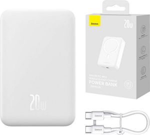 Baseus Magnetic Mini 20000 Mah 20W Powerbank - Weiß + Usb-C / Usb-C Kabel