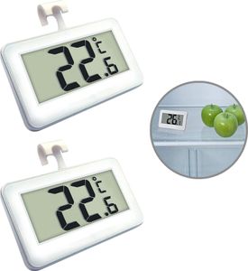 2 Stück Digitales Kühlschrankthermometer, Wasserdichtes Thermometer für Kühl-/Gefrierschrank mit leicht lesbarem LCD-Display für drinnen/draußen/zu Hause/Restaurant/Bar