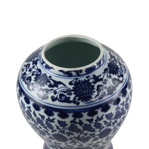 Fine Asianliving Chinesisches Deckelvase Porzellan Lotus Blau Weiß D15xH20cm Dekorative Vase Blumenvase Orientalische Keramik Vase Dekoration Vase Moderne Tischdekoration Vase