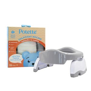 Potette 2in1 Multifunktionale Töpfchen Baby ReiseTöpfchen & Toilettensitz - Grau/Weiß   - Perfekt für unterwegs, für Reisen!