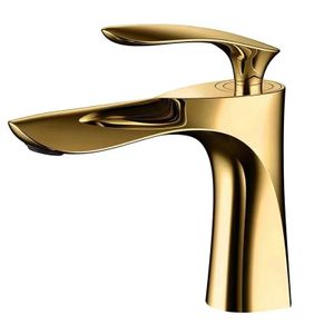 Wasserhahn Bad Wasserfall Waschtischarmatur Einhebelmischer Bad-WC-Mischbatterie Gold,