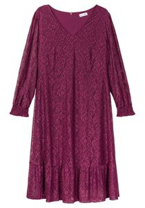 sheego by Joe Browns Damen Große Größen Abendkleid mit Unterkleid Spitzenkleid Abendmode elegant V-Ausschnitt Spitze gemustert