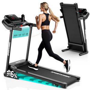 Sportconic elektrisches Laufband klappbar bis 12 km/h mit Steigung, 12 Programmen, LED Display & Pulsmesser – leise & kompakt