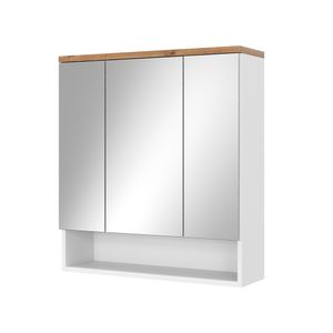 Vicco Bad Spiegelschrank Eden, 70 x 77.5 cm mit 3 Türen, Weiß Hochglanz/Artisan-Eiche