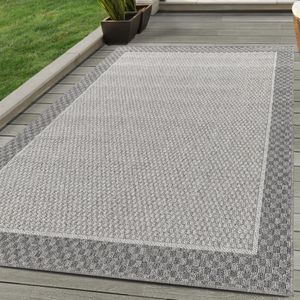 In & Outdoor Teppich Bordüre Design Wetterfest für Terrasse Balkon Küche, Farbe:Creme, Grösse:240x340 cm