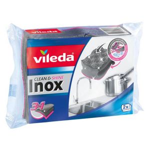 Vileda 157403 Gąbka Clean & Shine, stal nierdzewna