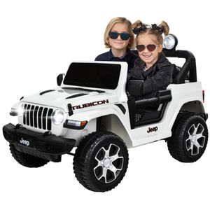 Actionbikes Motors Kinder Elektro Auto Jeep Wrangler Rubicon | 12V 7 Ah - Elektroauto mit Fernbedienung - Alle Audiofunktionen - Ab 3 Jahre (Weiß)