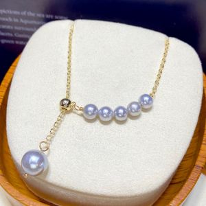 Natürliche Süßwasserperlen-Lächeln-Halskette 18K Injektion Temperament graue Perlenkette Schlüsselbein Y-Kette