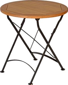 Premium Teak Tisch klappbar rund 70 cm als wetterfester Balkontisch rostfreier Gartentisch und hochwertiger Bistrotisch