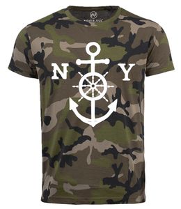 Neverless® Cooles Herren T-Shirt Anker New York Camouflage Camo-Shirt Tarnmuster camo XXL