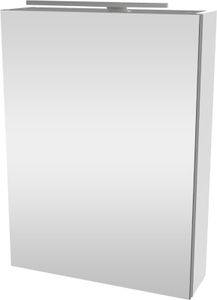 Fackelmann SCENO Spiegelschrank mit LED-Beleuchtung  Alibertschrank für Bad und Gäste-WC (50 x 68 x 15,3 cm)  SBC Badschrank mit Spiegel in Weiß  Tür rechts