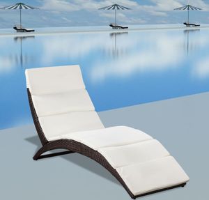vidaXL Klappbare Sonnenliege mit Auflage Poly Rattan Braun vidaXL Klappbare Sonnenliege mit Auflage Poly Rattan Braun