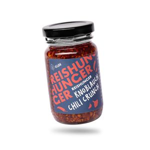 REISHUNGER Knoblauch Chili Crunch, 115 g - fertiges Crispy Chili Öl aus Knoblauchflocken, mild-scharfem Chili und würzigen Zwiebeln