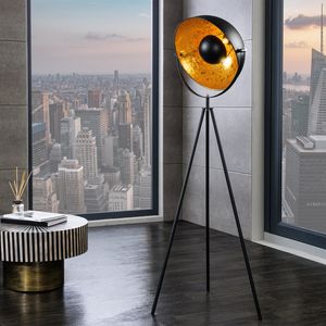 riess-ambiente Industrial Stehlampe STUDIO 150cm schwarz Blattgold-Optik neigbarer Schirm Stehleuchte Lampe Leuchte