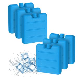 Mini Kühlakkus 6er Set in 3 Farben - je 8 x 7 cm - Kleine Kühl Elemente mit flachem Design - Kühlpack für Brotdose Lunchbox Kühltasche Camping Picknick Schule