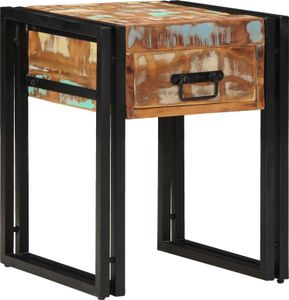 vidaXL Beistelltisch mit Schublade Schwarz 40x40x50 cm Massivholz Altholz