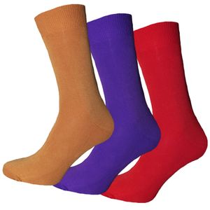 Simply Essentials - Bambusové ponožky pro muže (3 balení) 1736 (39,5 EU-45,5 EU) (hořčicově žlutá/fialová/červená)