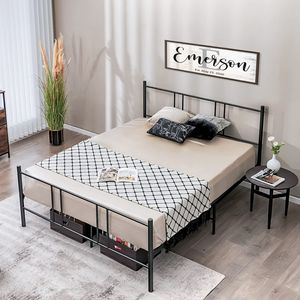 COSTWAY Kovový rám postele pro matraci 200 x 160 cm, rám manželské postele, rám postele s lamelovým roštem, úložný prostor pod postelí, kovová postel pro hosty (200 x 160 cm)