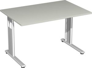 Geramöbel Schreibtisch feste Höhe, 1200x800x720, Lichtgrau/Silber, S-618102-LS