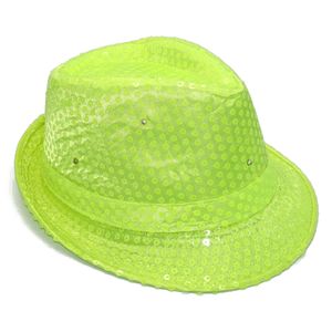 Grüner Pailletten Hut (mit LED Blinklicht)