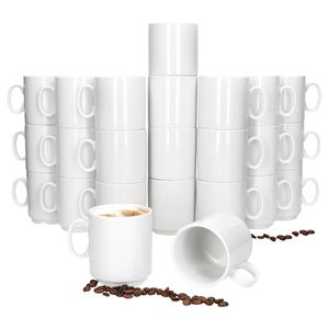 24er Set Event Kaffeebecher 250ml weiß Porzellan-Tassen stapelbar